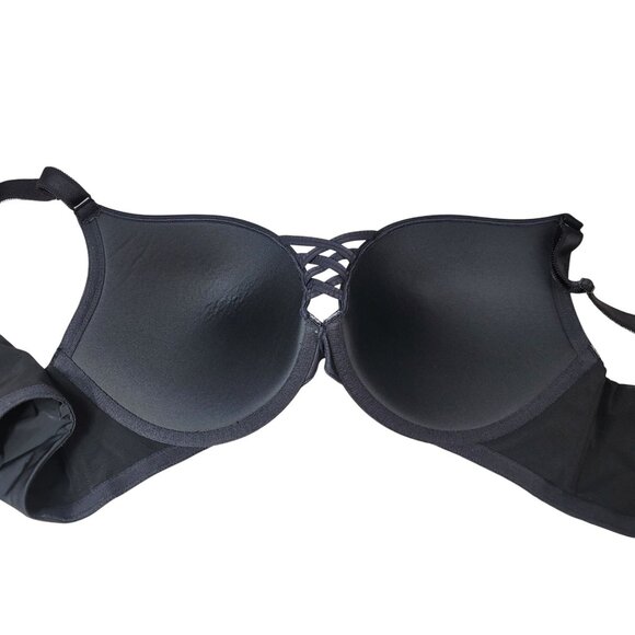 Torrid Curve Push Up Bra Black 44B Underwire Adj Seamless Crisscross XO Plunge - Picture 6 of 9